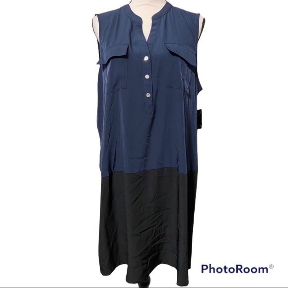 ALFANI size 16 womens plus Moroccan sleeveless color block dress two pockets nwt - Picture 11 of 12